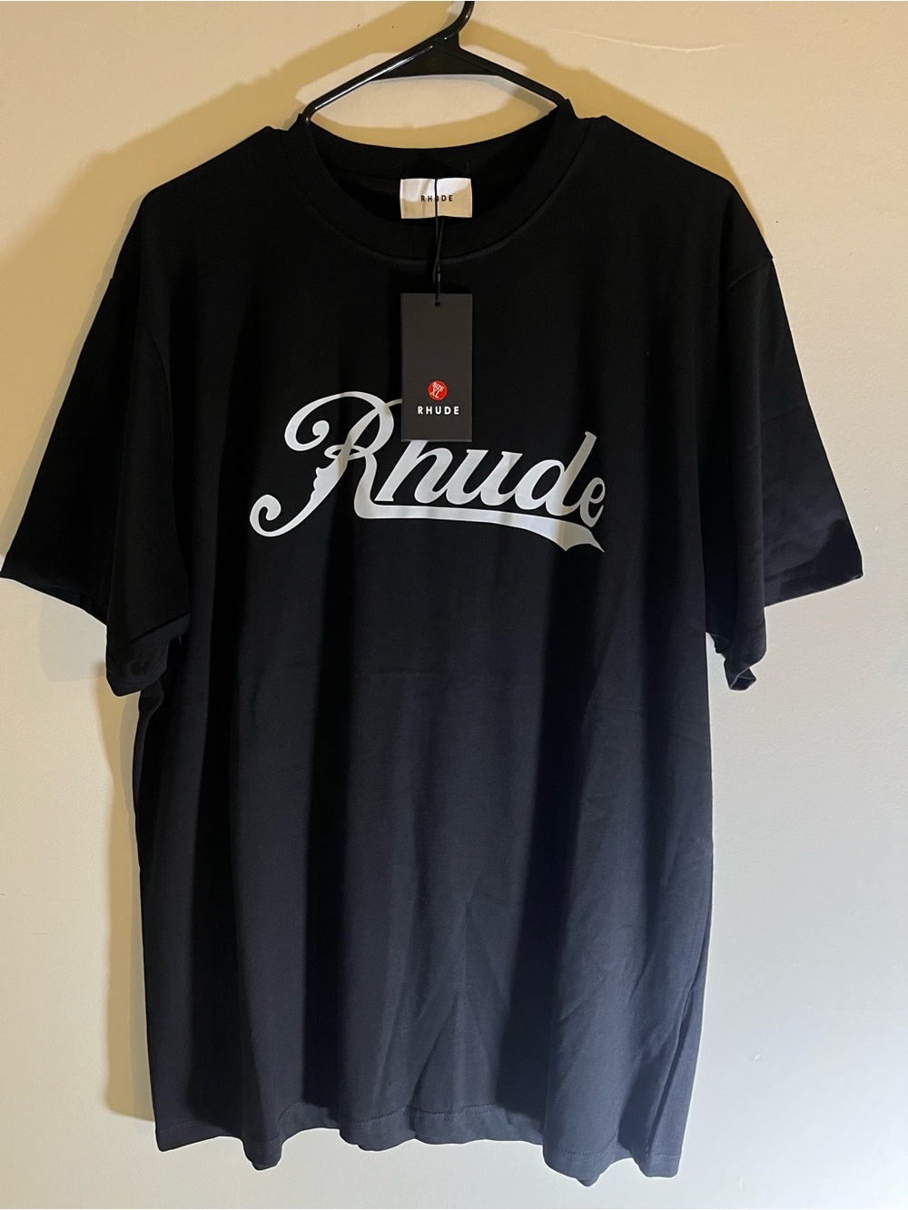 Rhude Black Short-Sleeve Script Logo Tee